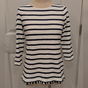 Talbots Outlet Striped Top With Fringe